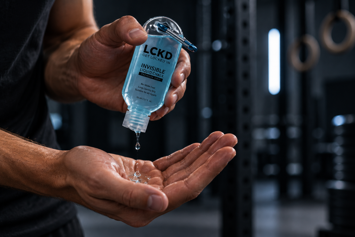 LCKD Clear Liquid Chalk being applied to hand
